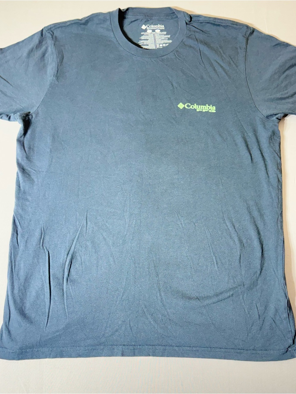 Columbia Men’s Short Sleeve T-Shirt in Navy with Lime Logo